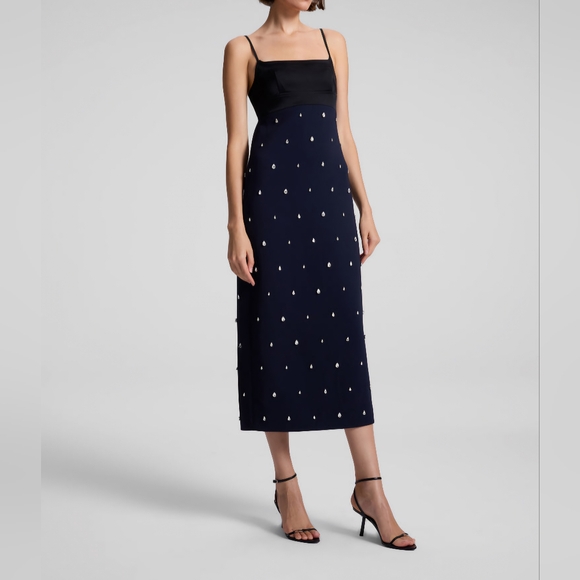 A.L.C. Alana Black and Navy Midi Dress - Picture 2 of 14